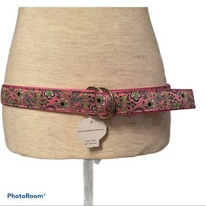 DOUGLAS PAQUETTE NEW BELT PINK BUTTERFLY RIBBON CANVAS Size M USA NWT